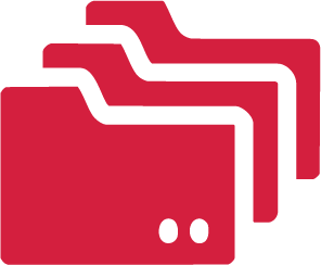 Icone di cartelle con testo promozionale sul sistema di gestione dei dati per il foodservice, pronto all’uso, offerto da Calcmenu.
