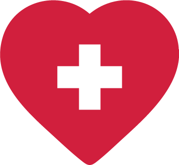 Ícono de corazón con cruz que representa el apoyo a la salud de CalcMenu y cuidado dietético digital